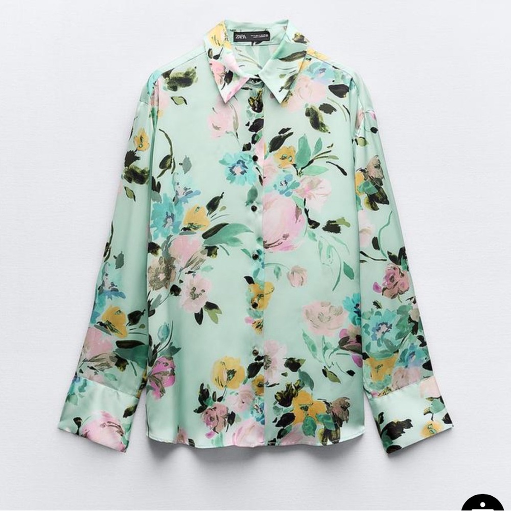 NWT Zara FLORAL PRINT SATIN SHIRT